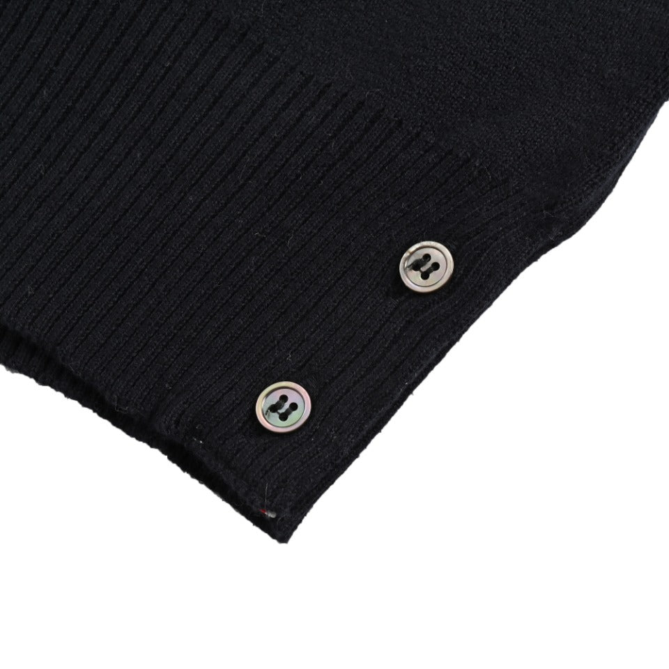 Thom Browne Black Dual-Sleeve Stripe V-Neck Cardigan