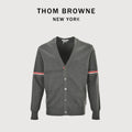 Thom Browne Dark Gray Dual-Sleeve Stripe V-Neck Cardigan
