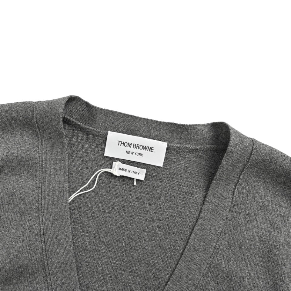 Thom Browne Dark Gray Dual-Sleeve Stripe V-Neck Cardigan