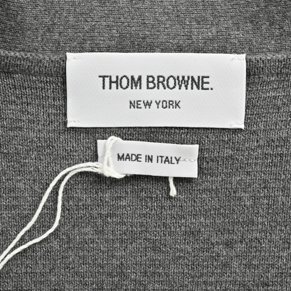 Thom Browne Dark Gray Dual-Sleeve Stripe V-Neck Cardigan