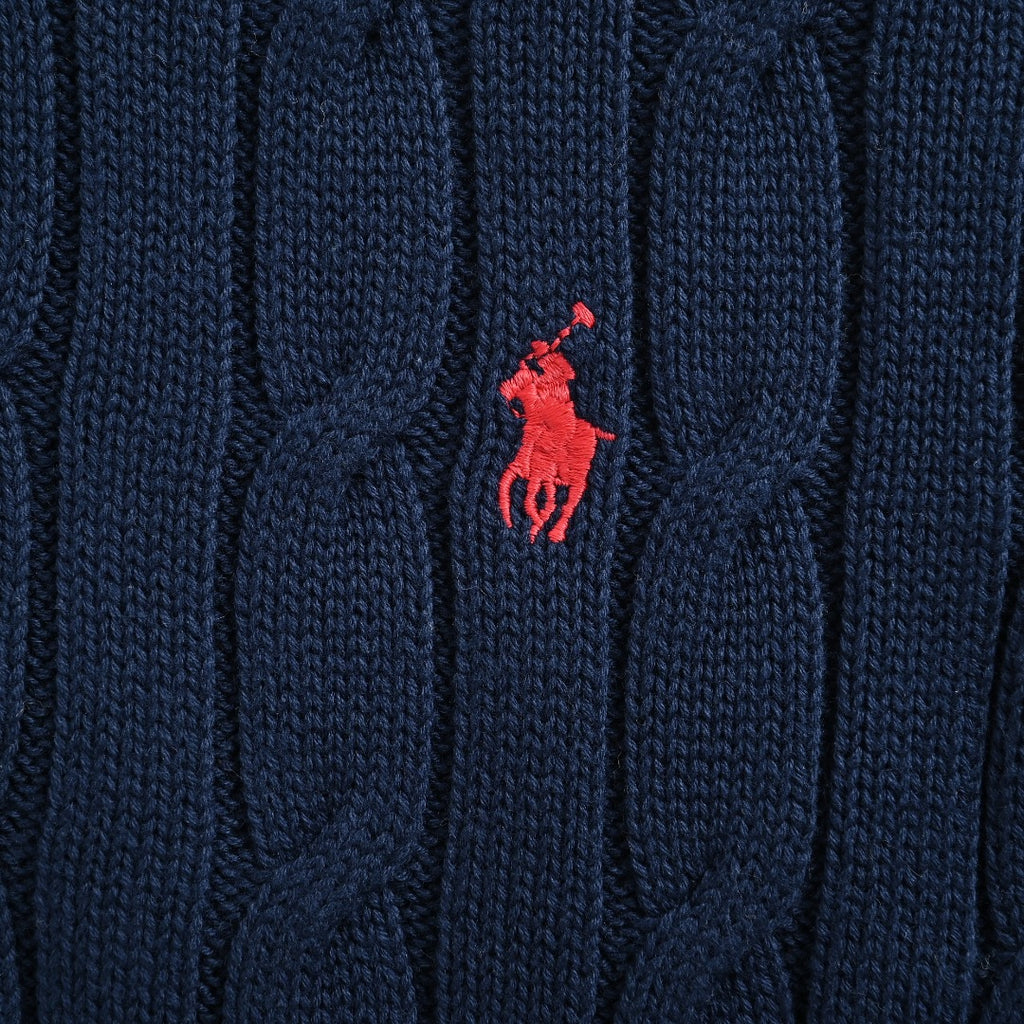 Ralph Lauren Navy Padded Cable-Knit Button-Front Jacket