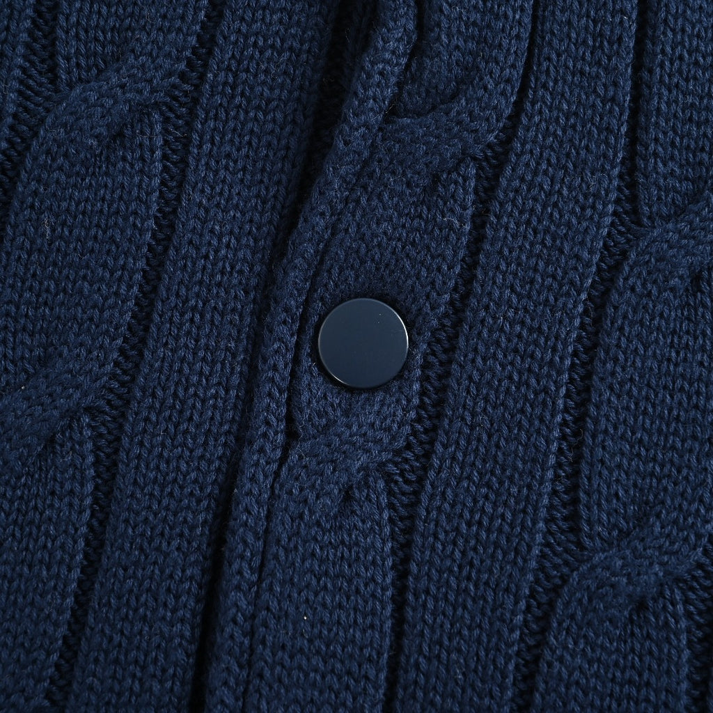 Ralph Lauren Navy Padded Cable-Knit Button-Front Jacket