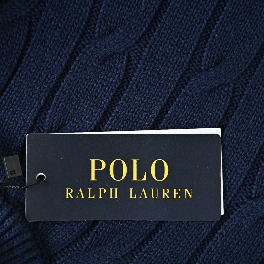 Ralph Lauren Navy Padded Cable-Knit Button-Front Jacket