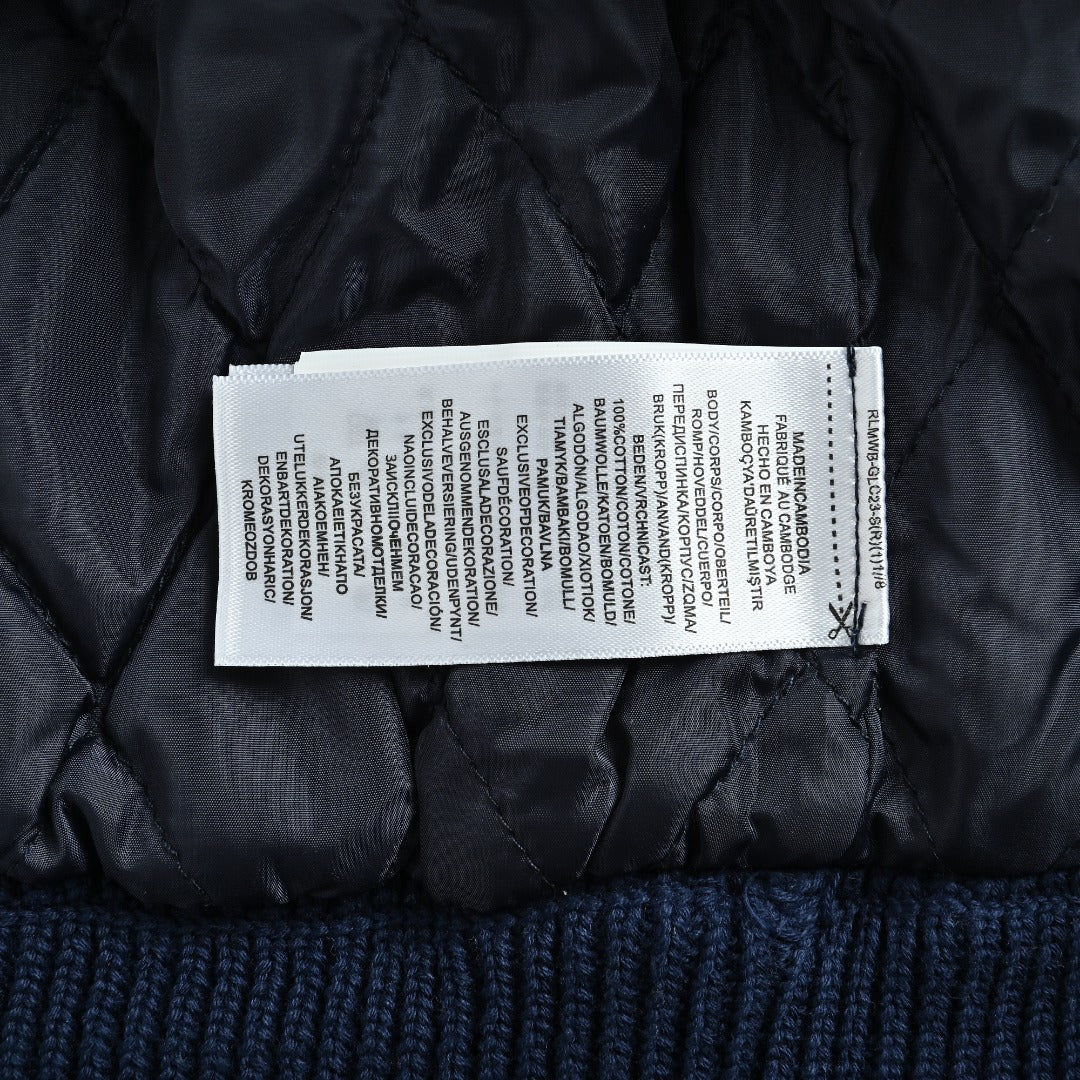 Ralph Lauren Navy Padded Cable-Knit Button-Front Jacket