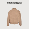 Ralph Lauren Camel Padded Cable-Knit Button-Front Jacket