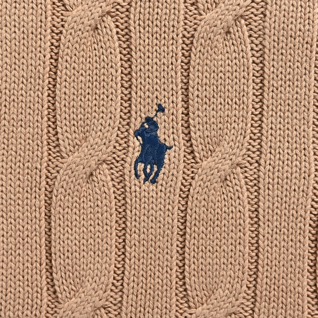 Ralph Lauren Camel Padded Cable-Knit Button-Front Jacket