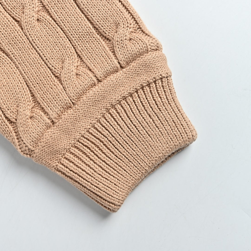 Ralph Lauren Camel Padded Cable-Knit Button-Front Jacket