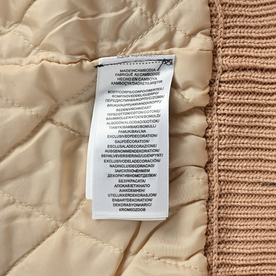 Ralph Lauren Camel Padded Cable-Knit Button-Front Jacket