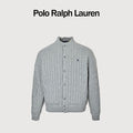 Ralph Lauren Gray Padded Cable-Knit Button-Front Jacket