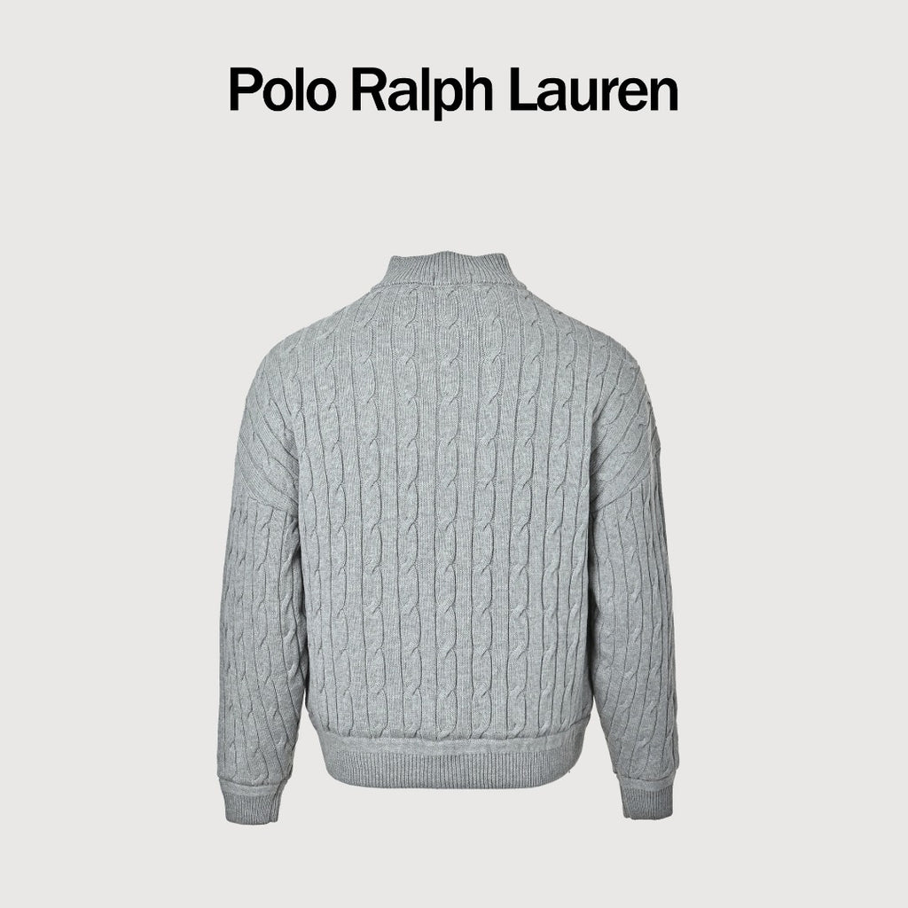 Ralph Lauren Gray Padded Cable-Knit Button-Front Jacket