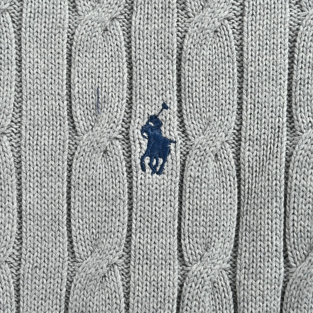 Ralph Lauren Gray Padded Cable-Knit Button-Front Jacket