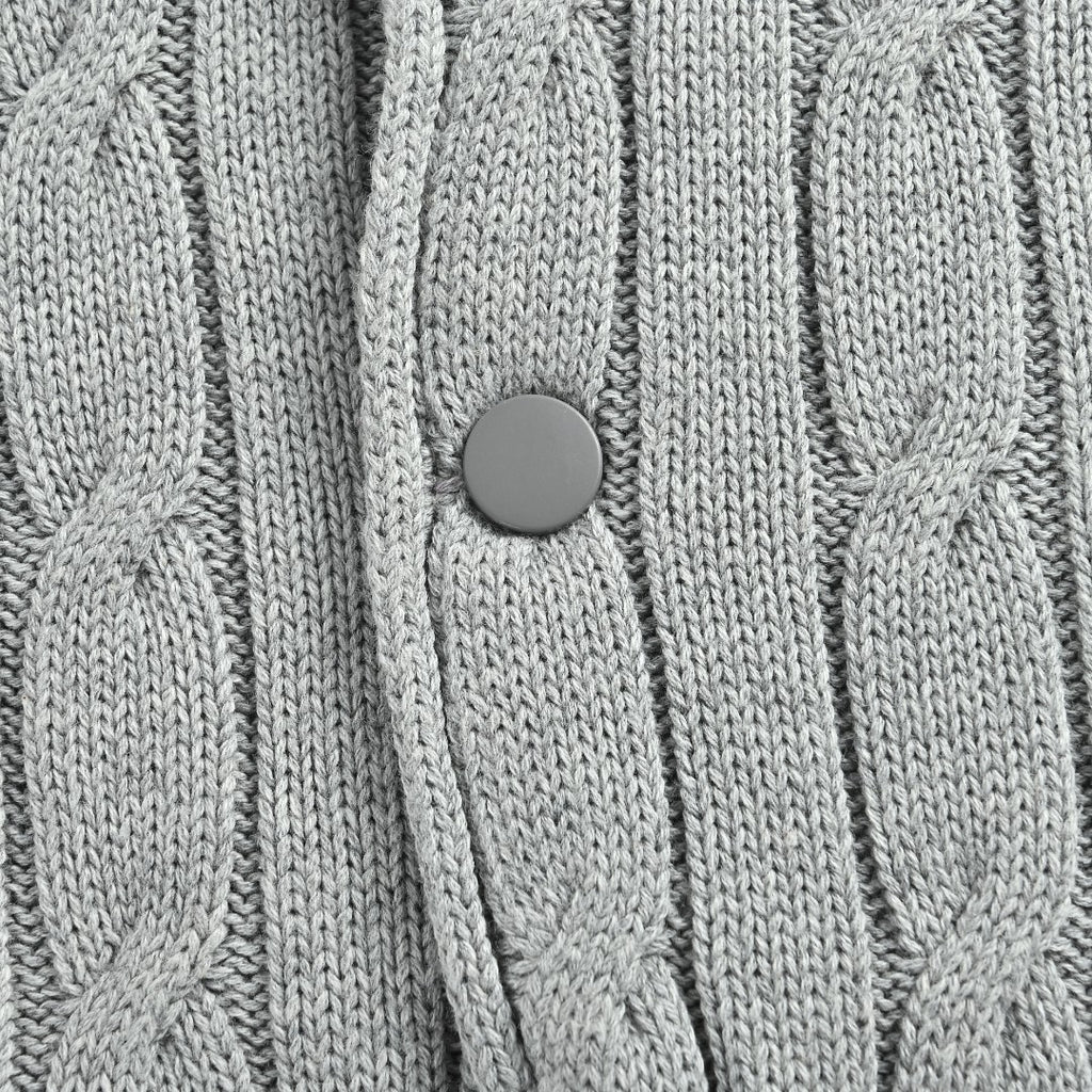 Ralph Lauren Gray Padded Cable-Knit Button-Front Jacket