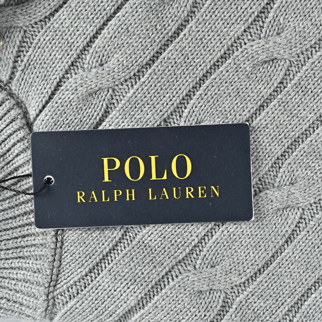 Ralph Lauren Gray Padded Cable-Knit Button-Front Jacket