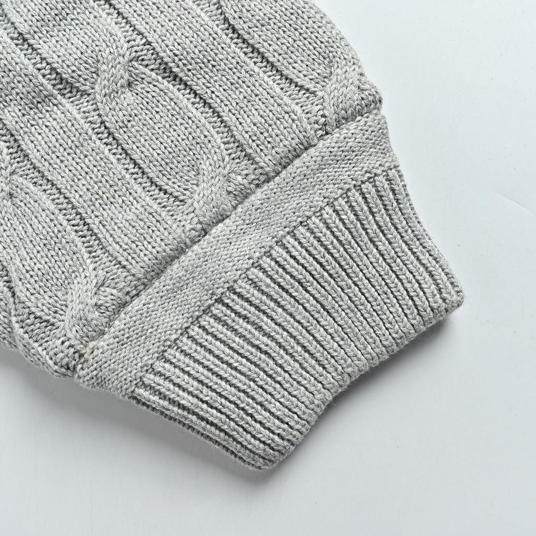 Ralph Lauren Gray Padded Cable-Knit Button-Front Jacket