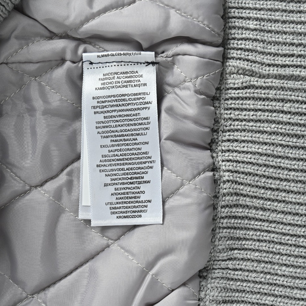 Ralph Lauren Gray Padded Cable-Knit Button-Front Jacket