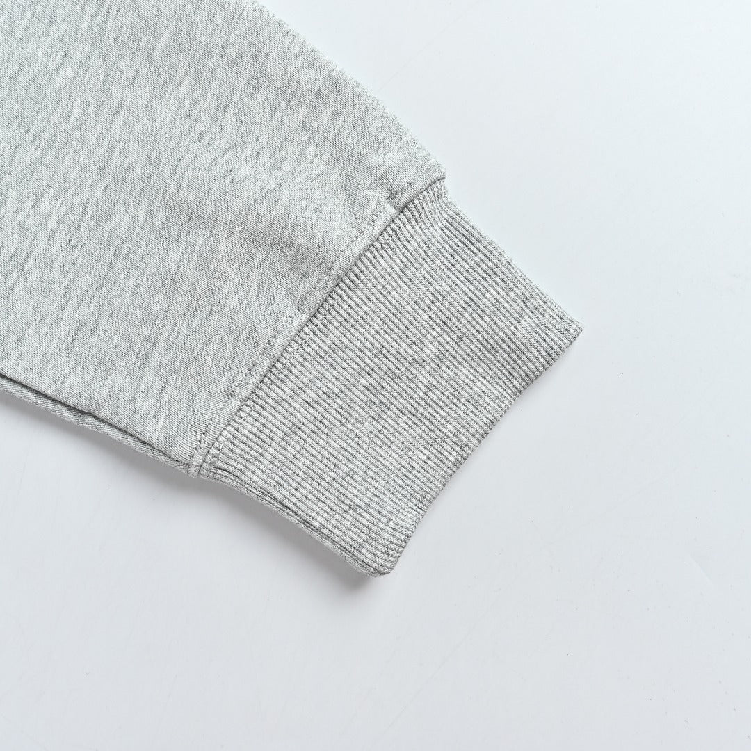 Gucci Light Gray Embroidered Logo Zip-Up Hoodie
