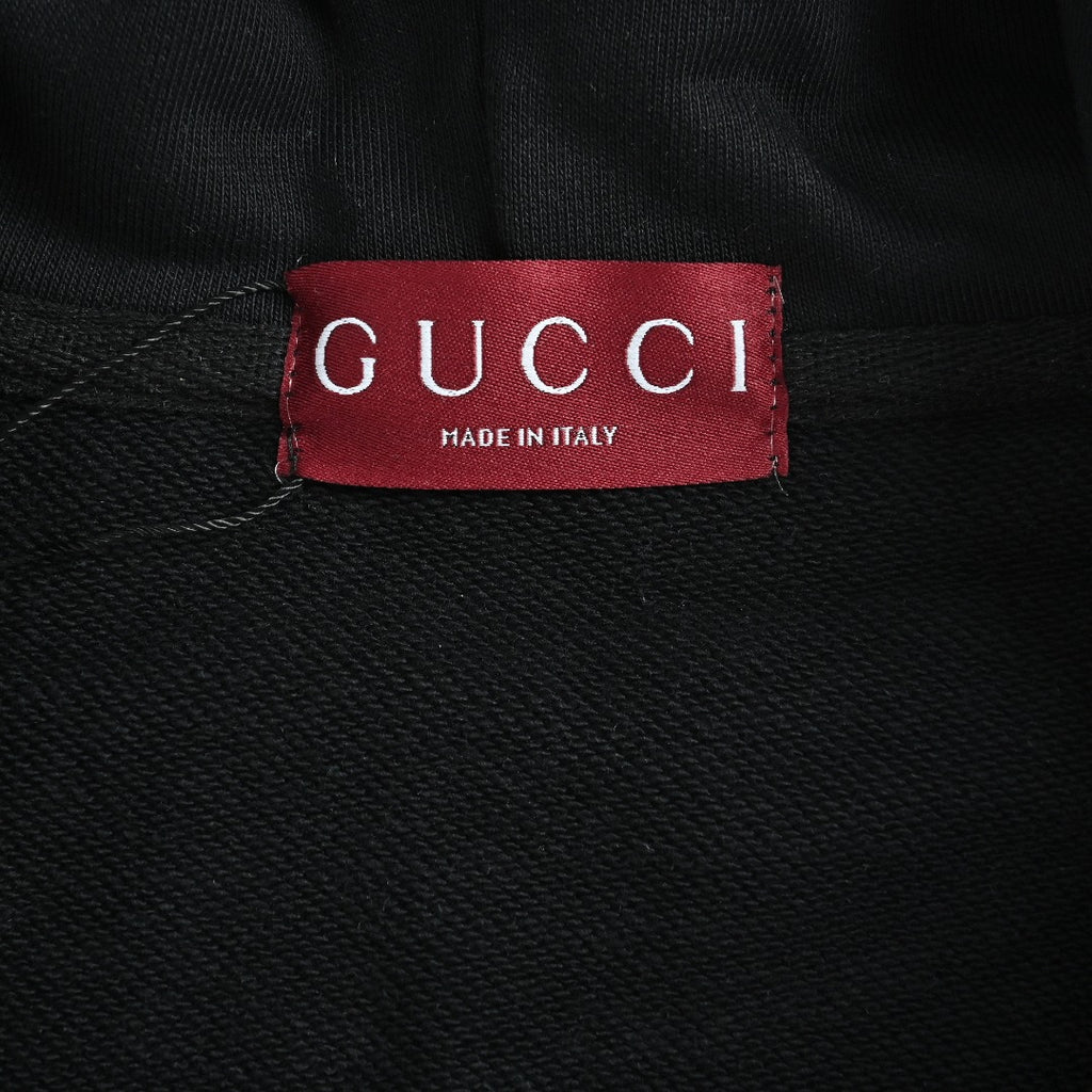 Gucci Black Embroidered Logo Zip-Up Hoodie