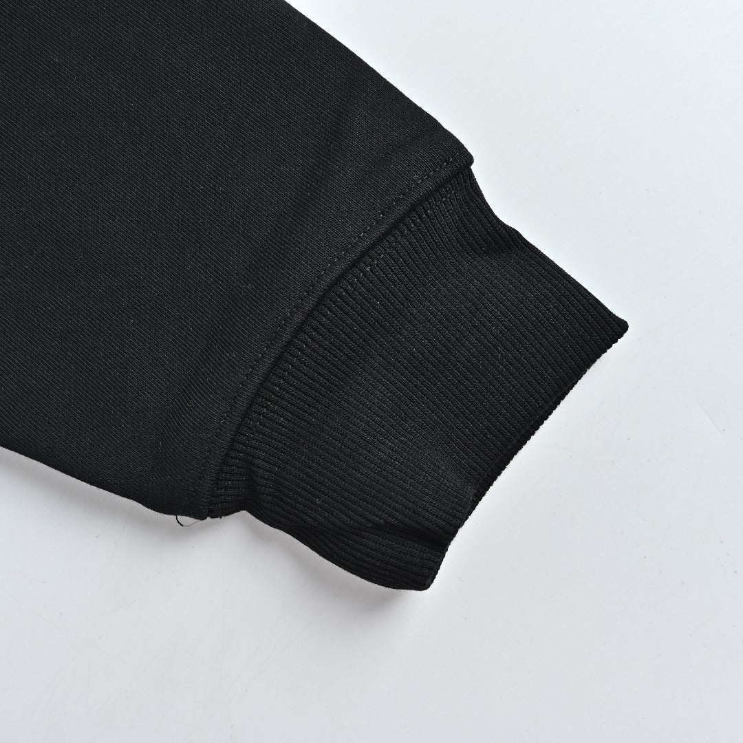 Gucci Black Embroidered Logo Zip-Up Hoodie