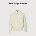 Ralph Lauren Cream Padded Cable-Knit Stand-Collar Jacket