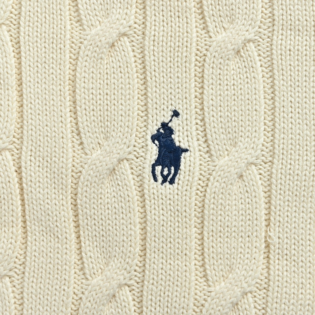 Ralph Lauren Cream Padded Cable-Knit Stand-Collar Jacket