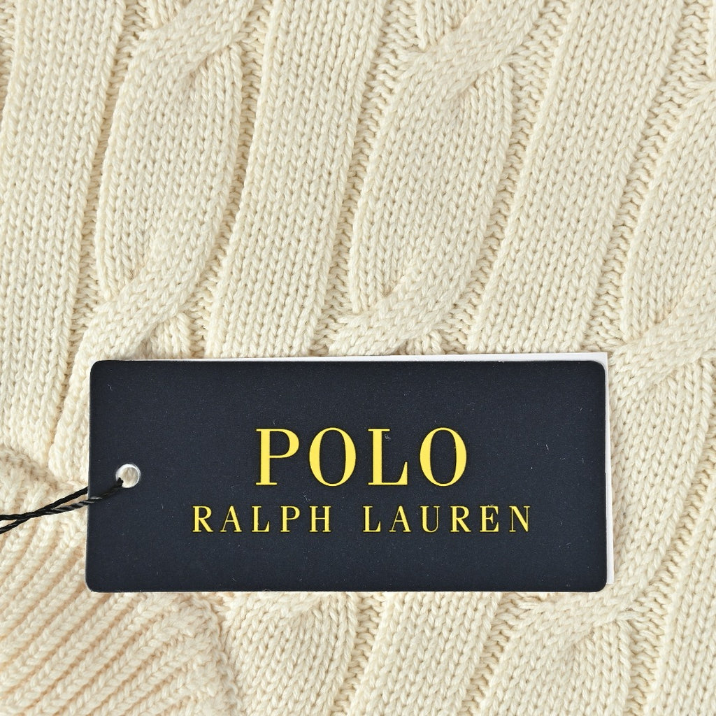 Ralph Lauren Cream Padded Cable-Knit Stand-Collar Jacket