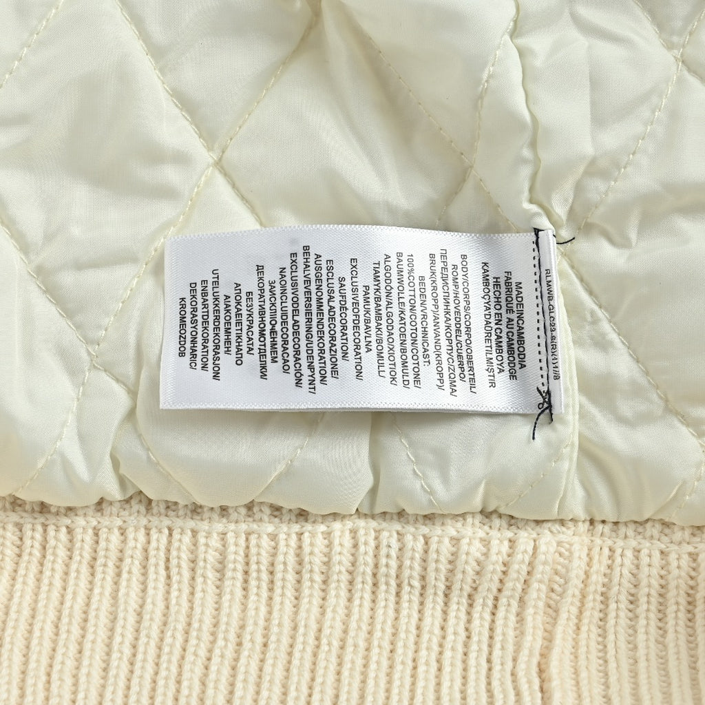 Ralph Lauren Cream Padded Cable-Knit Stand-Collar Jacket