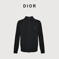 Dior Black CD Logo Stand-Collar Zip-Up Knit Cardigan
