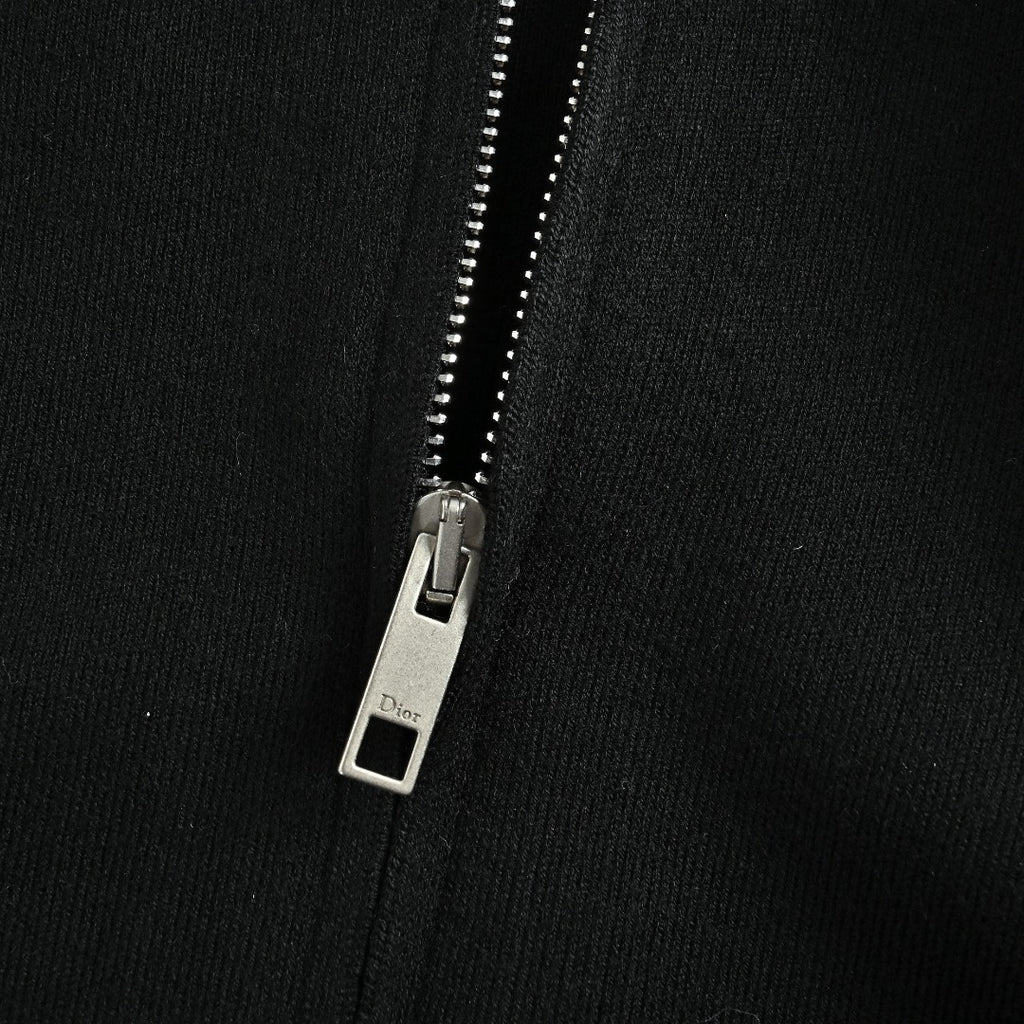 Dior Black CD Logo Stand-Collar Zip-Up Knit Cardigan