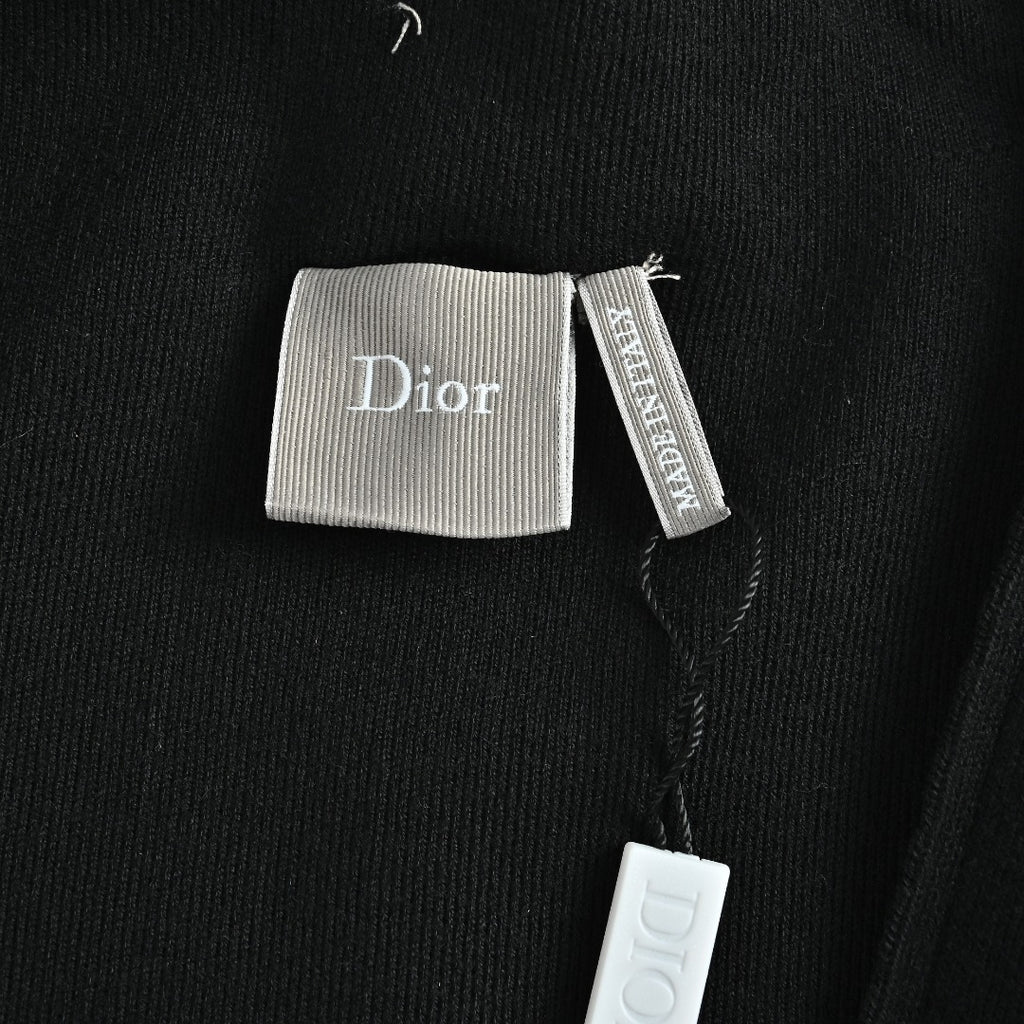 Dior Black CD Logo Stand-Collar Zip-Up Knit Cardigan