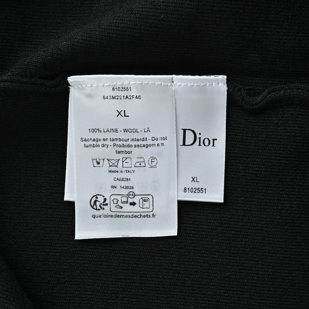 Dior Black CD Logo Stand-Collar Zip-Up Knit Cardigan