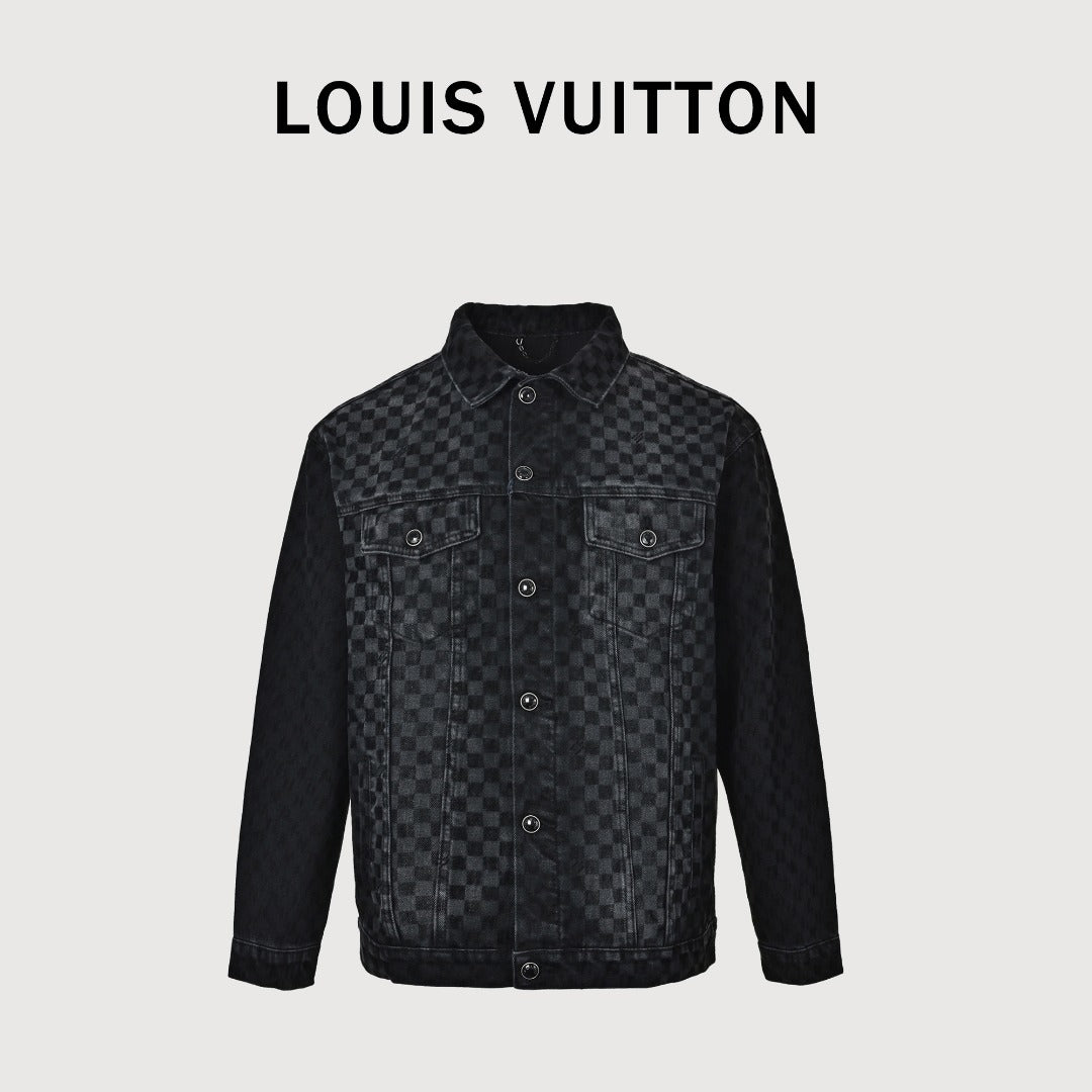 Louis Vuitton Mosaic Flocked Checkerboard Panel Denim Jacket