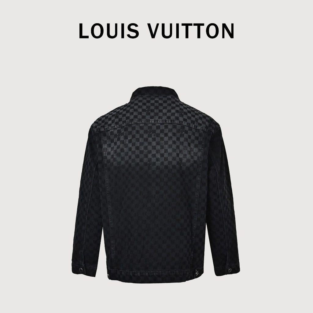 Louis Vuitton Mosaic Flocked Checkerboard Panel Denim Jacket