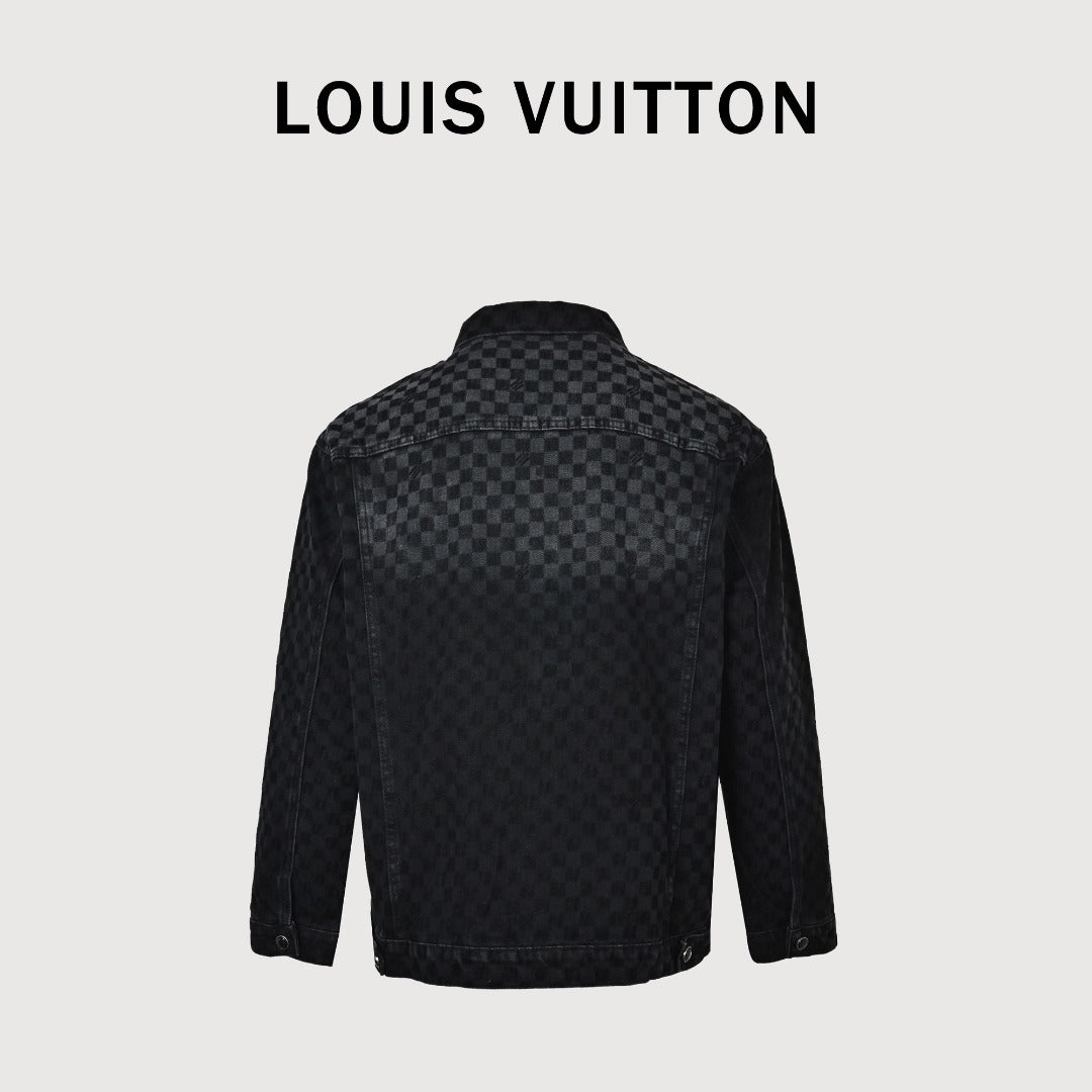 Louis Vuitton Mosaic Flocked Checkerboard Panel Denim Jacket