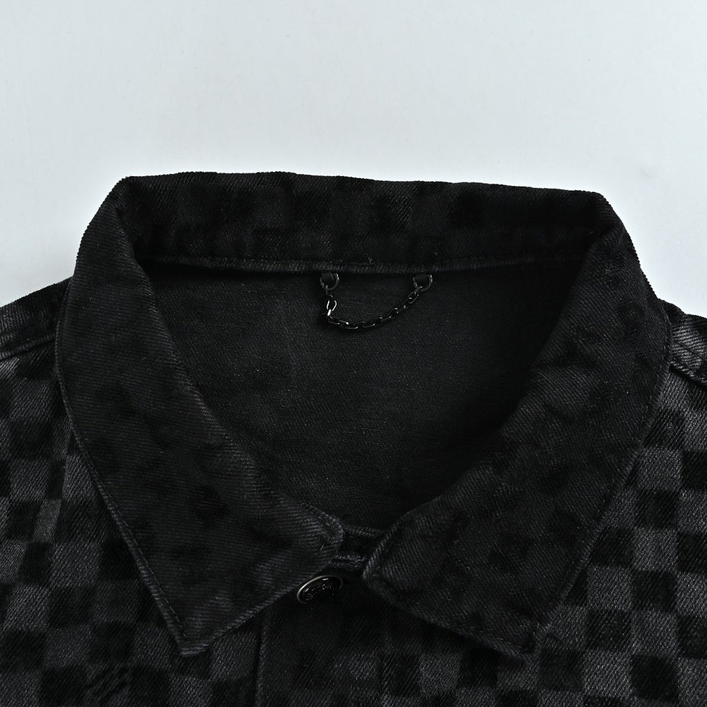Louis Vuitton Mosaic Flocked Checkerboard Panel Denim Jacket