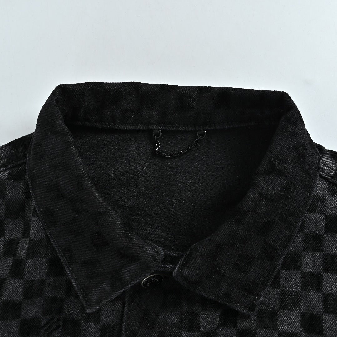 Louis Vuitton Mosaic Flocked Checkerboard Panel Denim Jacket