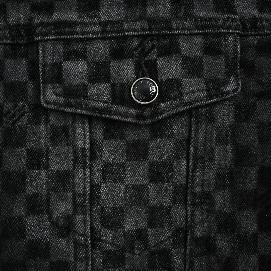 Louis Vuitton Mosaic Flocked Checkerboard Panel Denim Jacket
