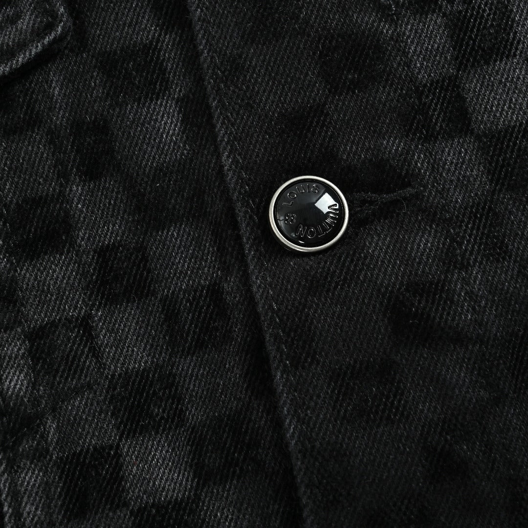 Louis Vuitton Mosaic Flocked Checkerboard Panel Denim Jacket