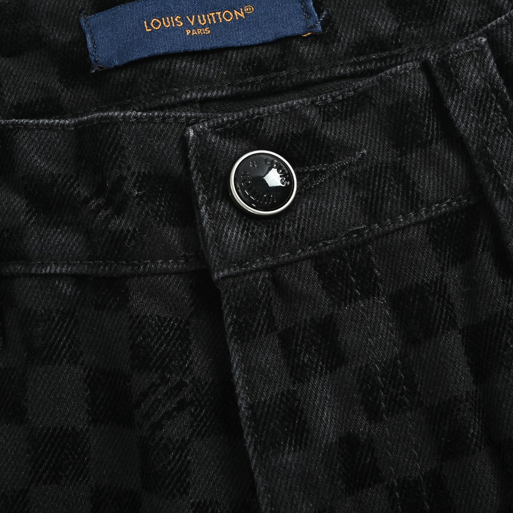 Louis Vuitton Mosaic Flocked Checkerboard Panel Jeans