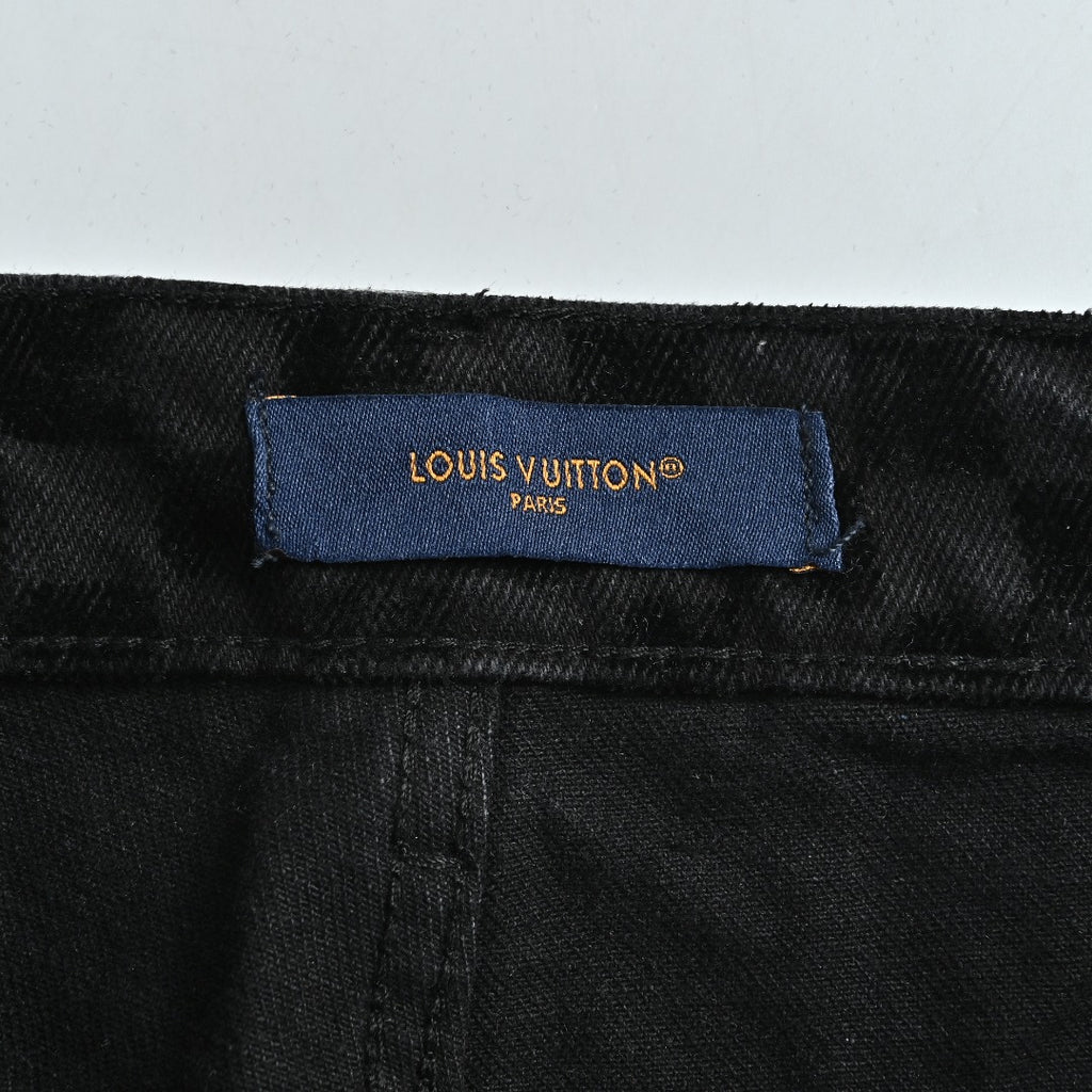 Louis Vuitton Mosaic Flocked Checkerboard Panel Jeans