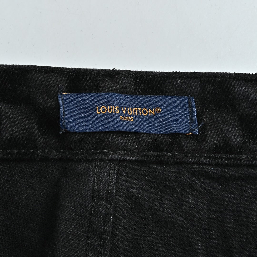 Louis Vuitton Mosaic Flocked Checkerboard Panel Jeans