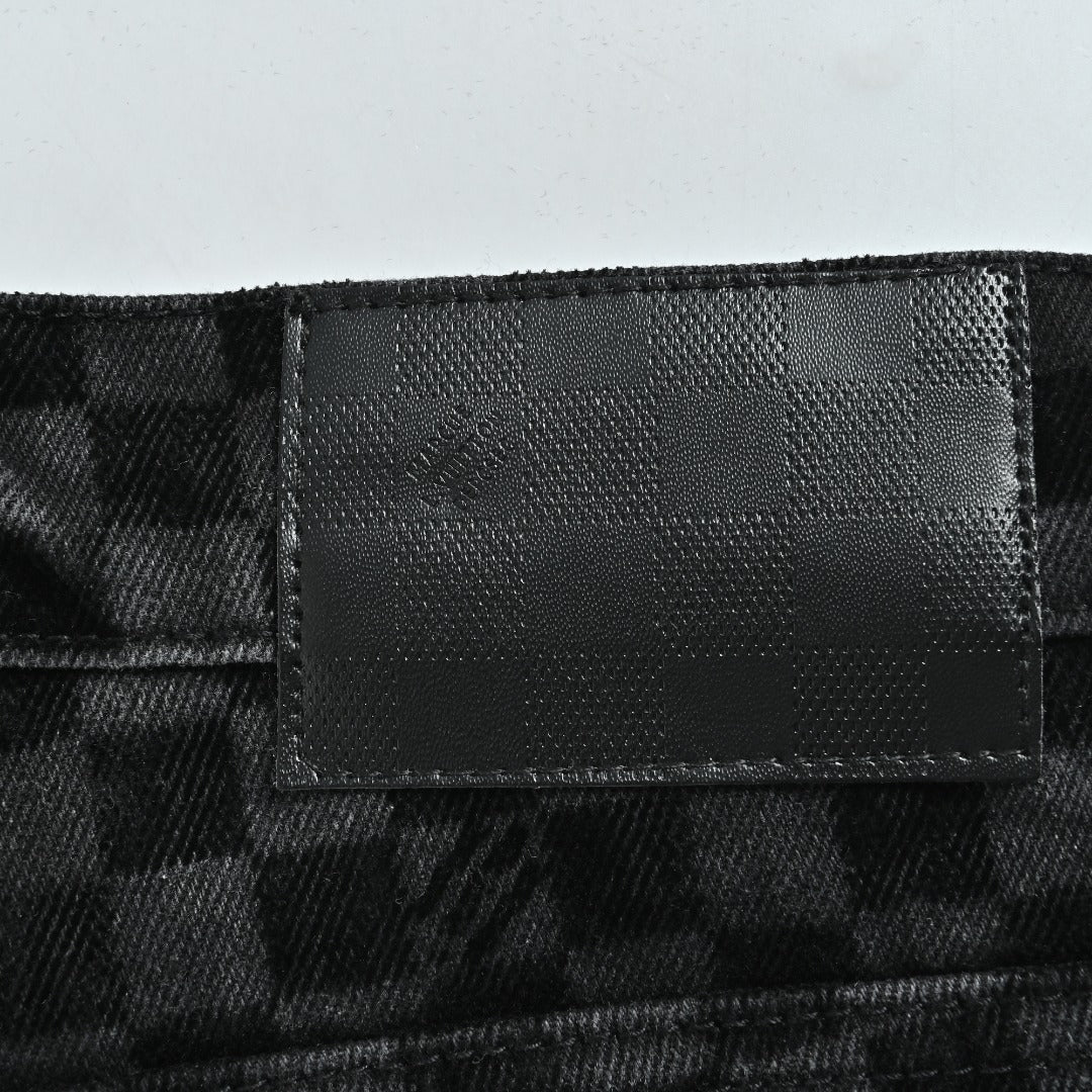 Louis Vuitton Mosaic Flocked Checkerboard Panel Jeans