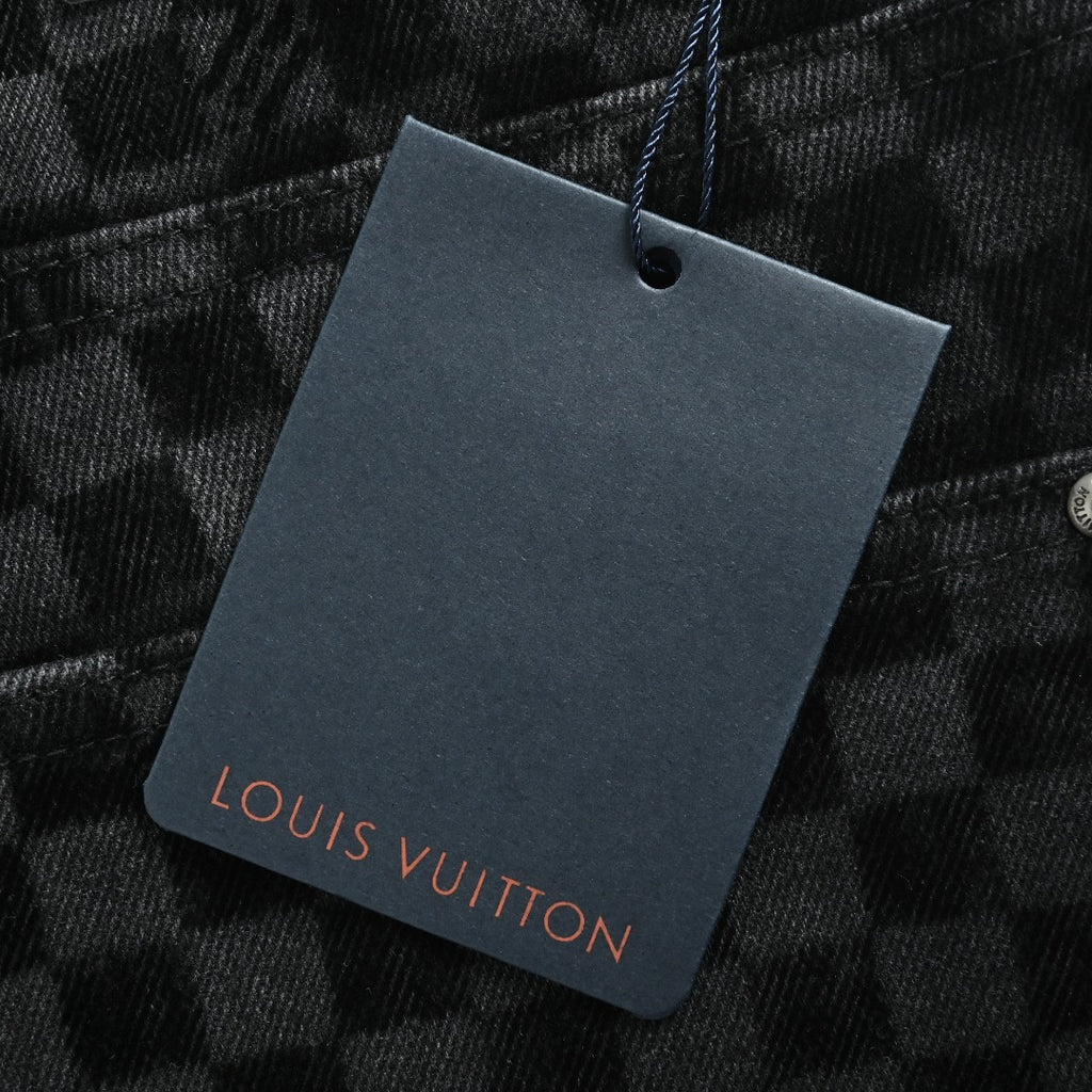 Louis Vuitton Mosaic Flocked Checkerboard Panel Jeans
