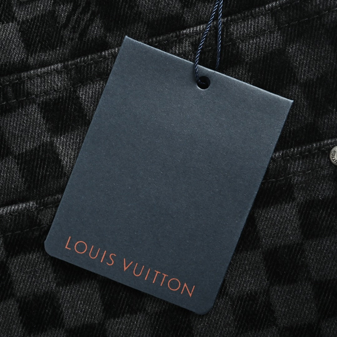 Louis Vuitton Mosaic Flocked Checkerboard Panel Jeans