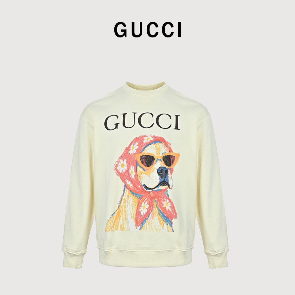 Gucci Sunglasses Dog Graphic Crewneck Sweatshirt