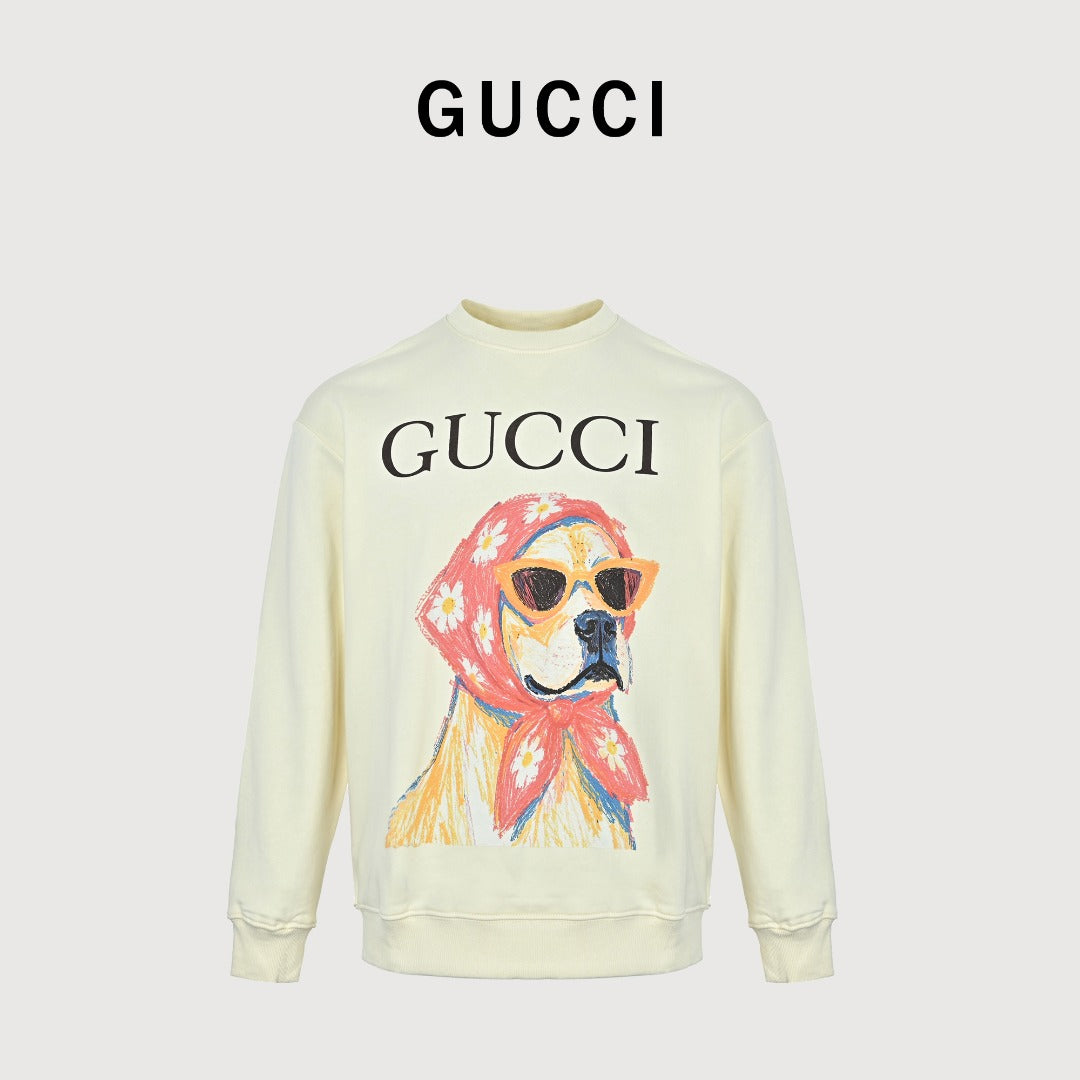 Gucci Sunglasses Dog Graphic Crewneck Sweatshirt