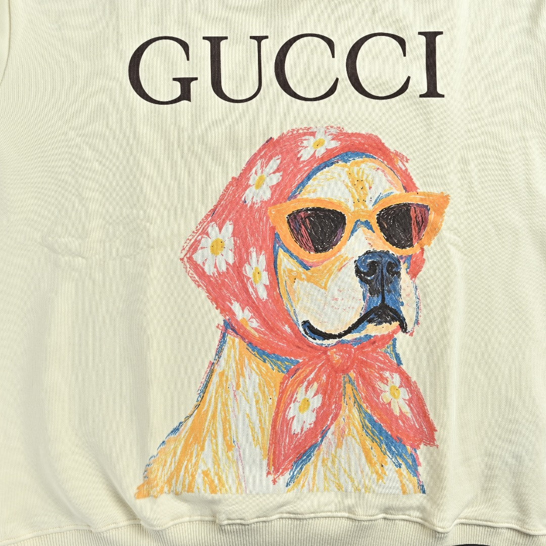 Gucci Sunglasses Dog Graphic Crewneck Sweatshirt