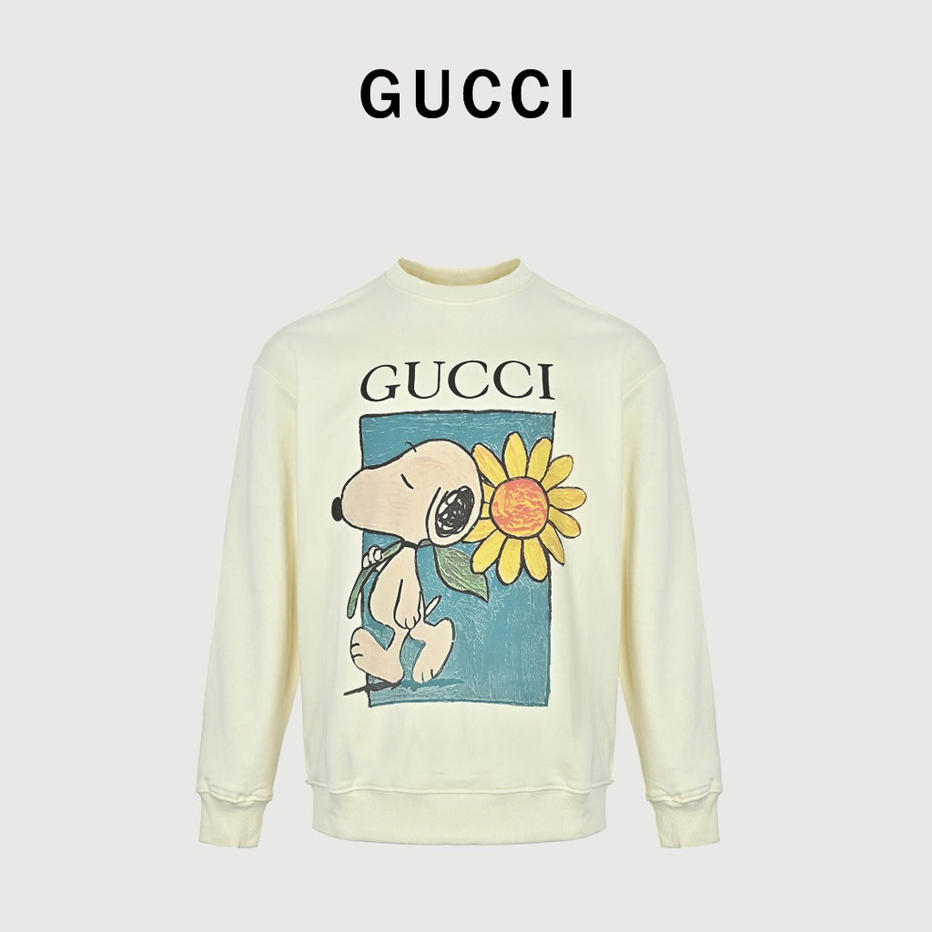 Gucci Cartoon Dog & Sunflower Graphic Crewneck Sweatshirt