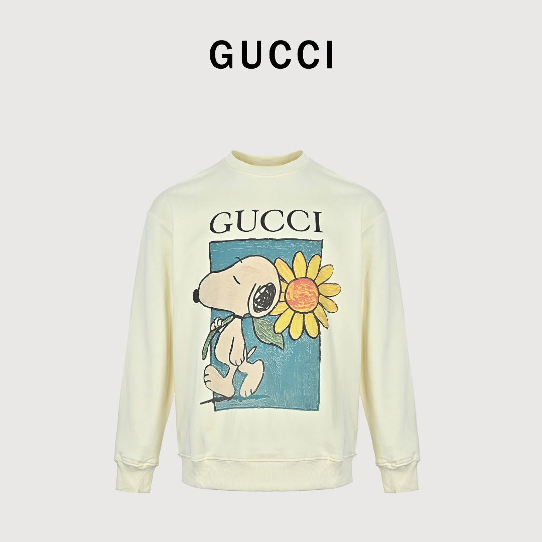 Gucci Cartoon Dog & Sunflower Graphic Crewneck Sweatshirt