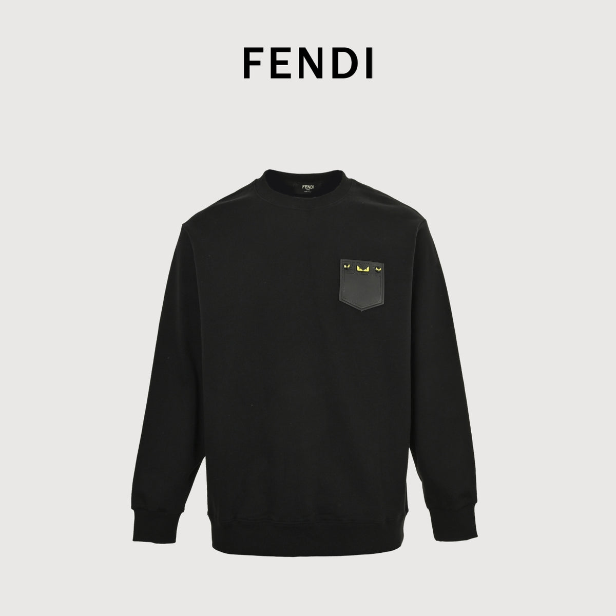 Fendi Pocket Eyes Crewneck Sweatshirt in Black