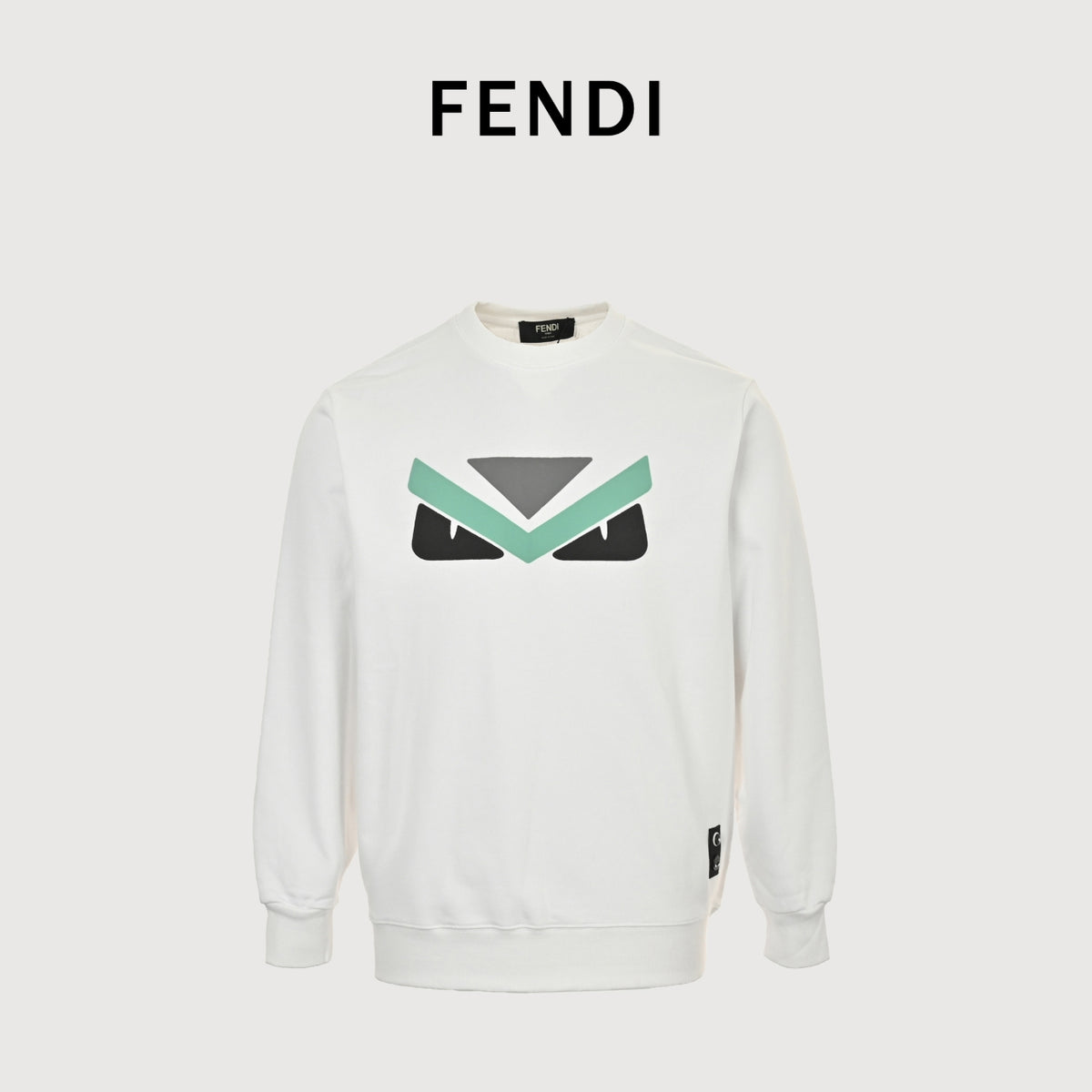 Fendi Monster Eyes Graphic Crewneck Sweatshirt in White